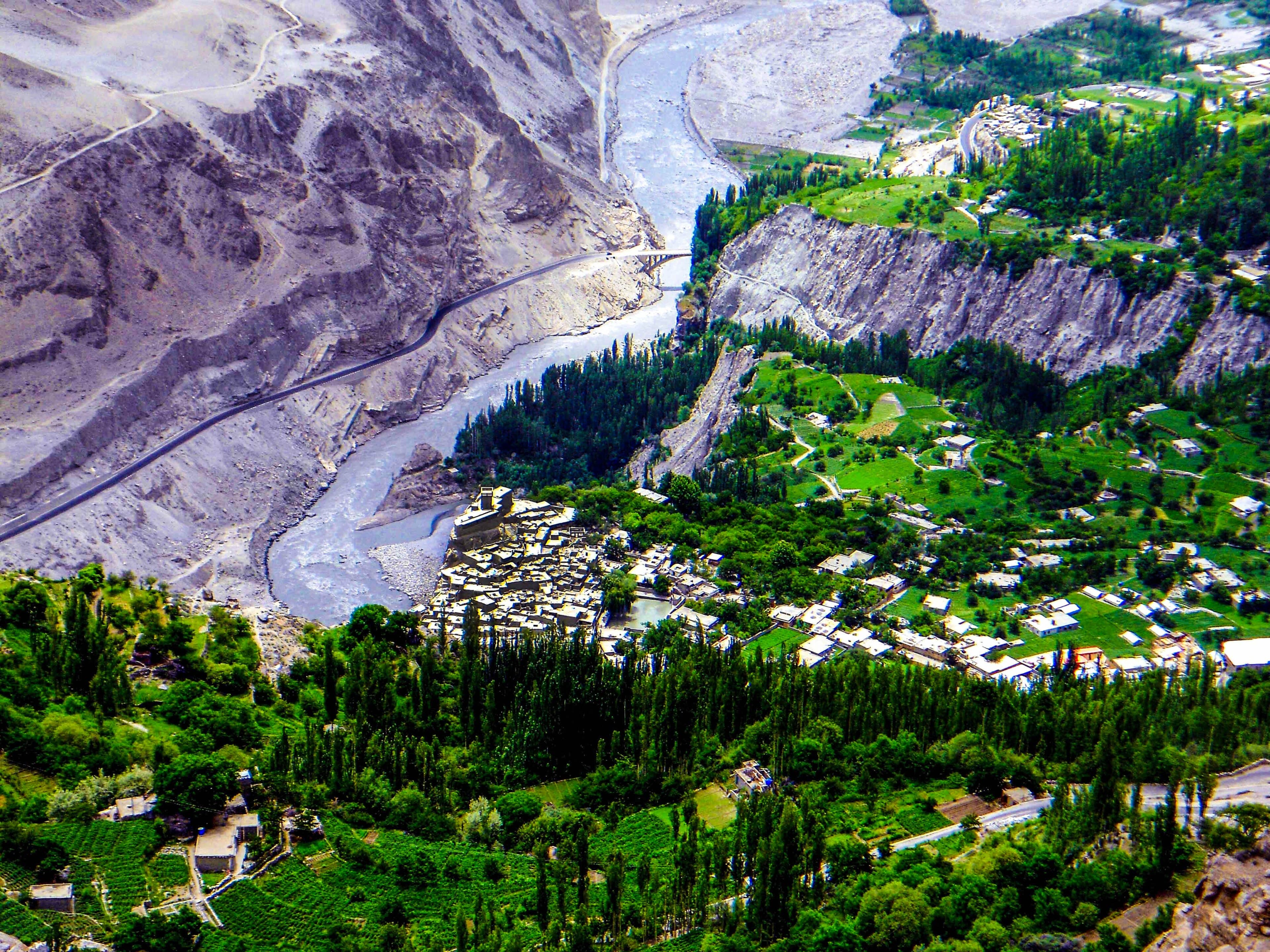 Sunset view from Eagle's Nest at Duikar over Hunza Valley and Rakaposhi